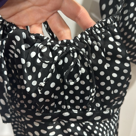 *NEW* FOR LOVE & LEMONS BLACK AND WHITE POLKA DOT BODYSUIT SMALL - Picture 11 of 11